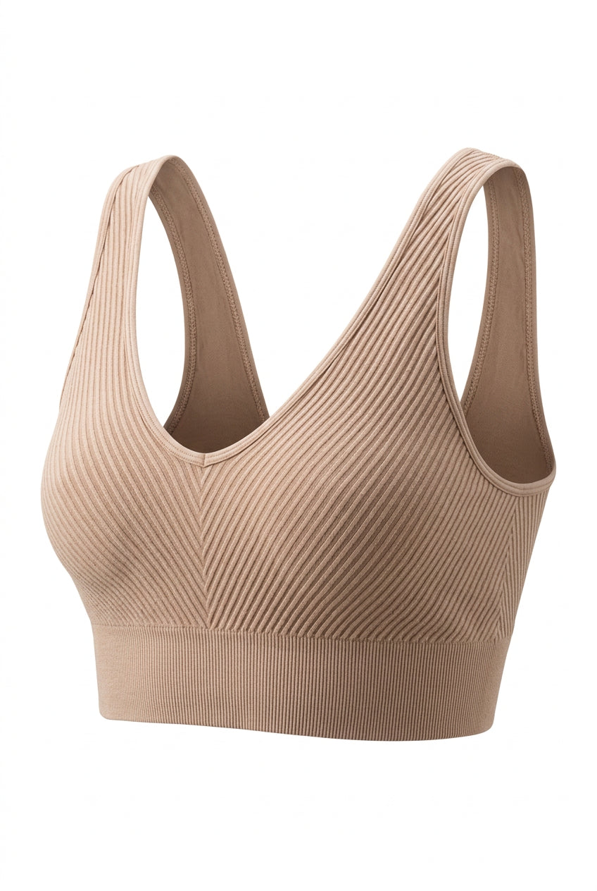 Trestles Clothing Company reversible beige chevron crop cami with ribbed knit texture and v-neckline